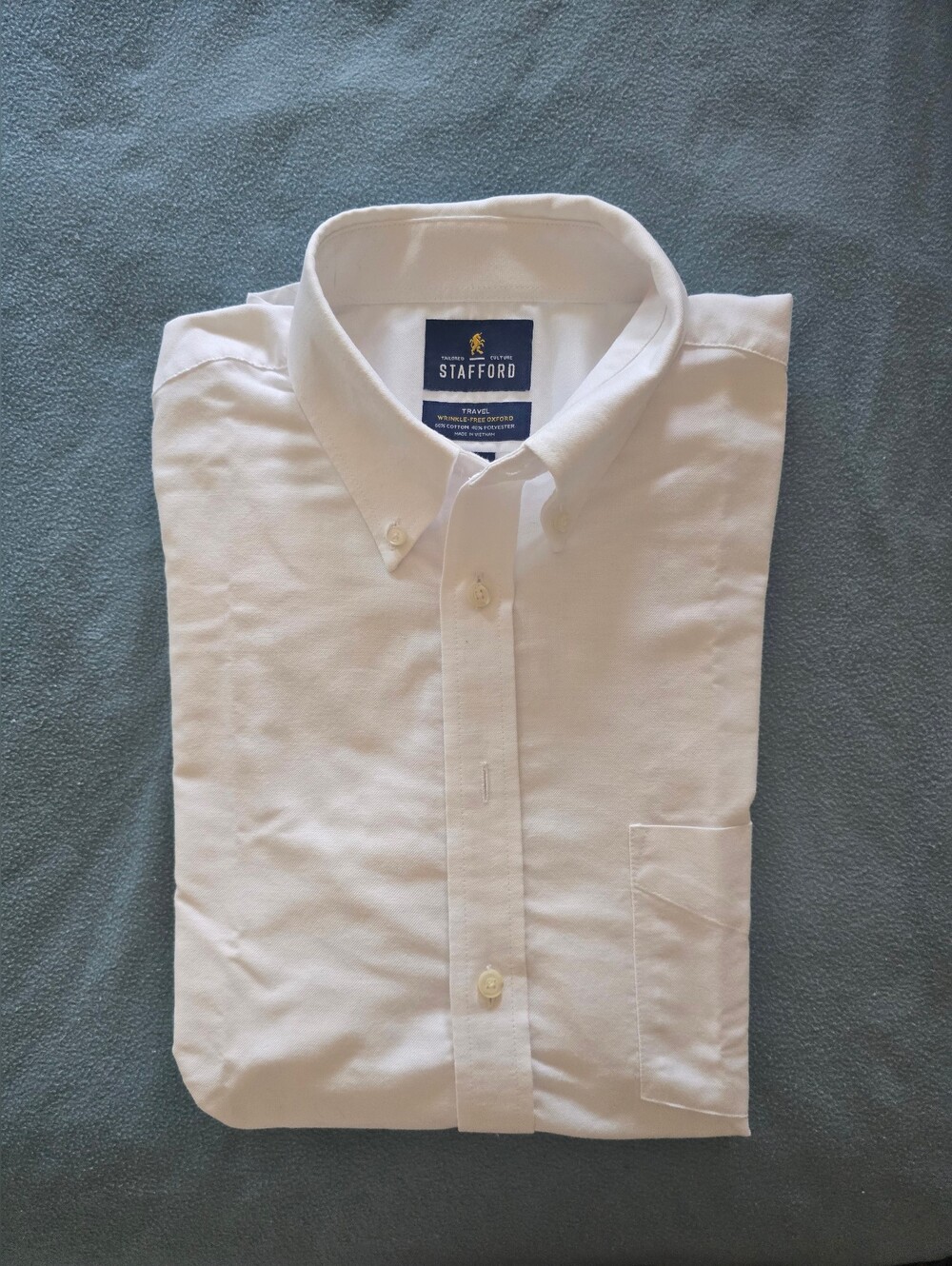 Stafford White Men's Dress Shirt - Classic Collar, Chest Pocket